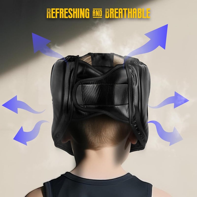 SANJOIN Boxing Headgear 1 Pack, Adjustable Boxing Head Gear Helmet for Adult Men & Kids, Closed-Type Safe, for MMA Sparring, Muay Thai, Kickboxing Training Gear, Strong Grip - Image 3